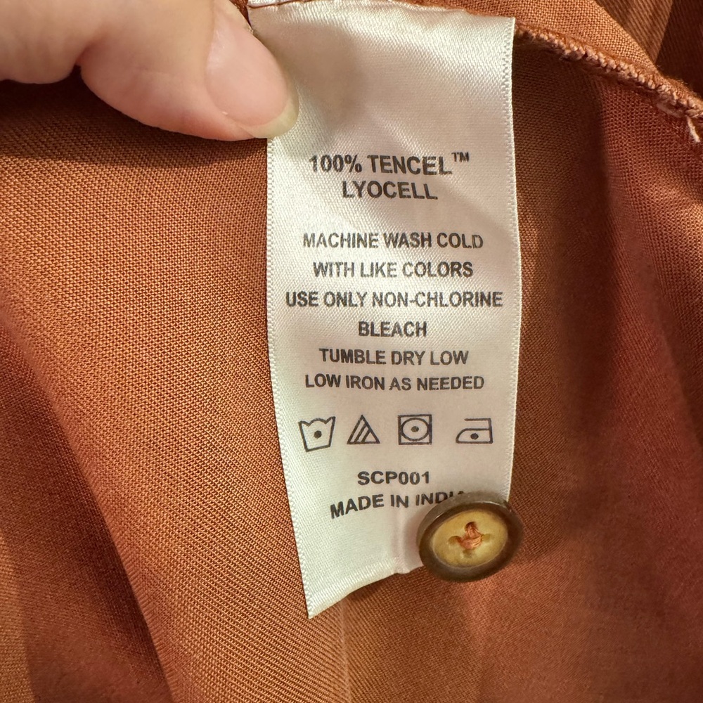 Quince Vintage Wash Tencel Button Front Dress Terracotta M - Picture 9 of 13